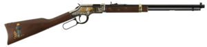 Henry H004GBA Golden Boy God Bless America Edition 22 Short Caliber with 16 LR/21 Short Capacity, 20" Octagon Barrel, Nickel-Plated Metal Finish & American Walnut Stock Right Hand