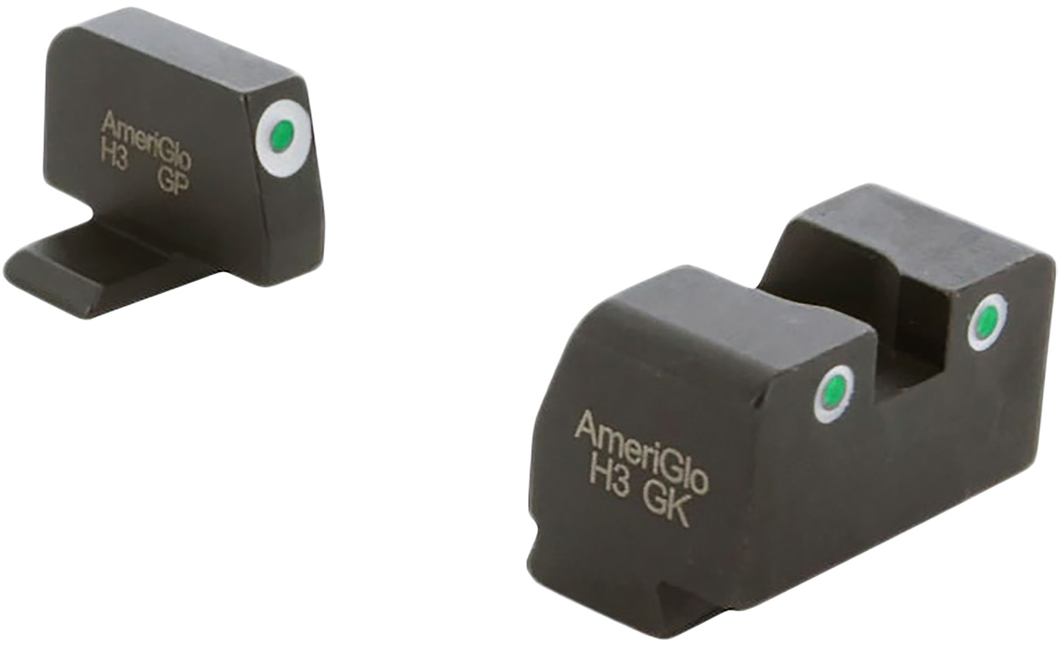 AmeriGlo XD181 Optic Compatible Sight Set for Springfield Armory XD Green Tritium White Outline Front Sight-Green Tritium White Outline Rear Sight