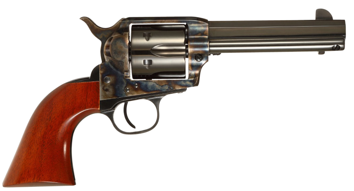 Taylors & Company 556104 1873 Cattleman Drifter 357 Mag Caliber with 4.75" Blued Finish Barrel, 6rd Capacity Blued Finish Cylinder, Color Case Hardened Finish Steel Frame & Walnut Grip