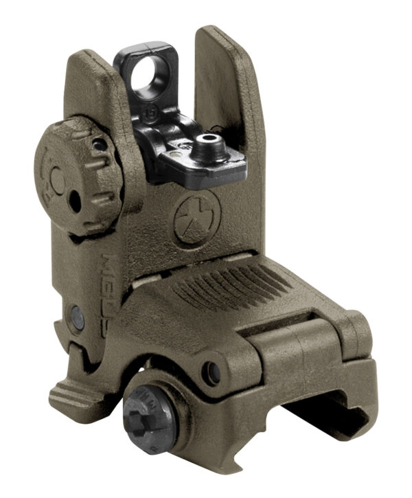 Magpul MAG248-ODG MBUS Sight Rear Olive Drab Green Polymer, Spring-Loaded Flip Up for AR-15/ M16