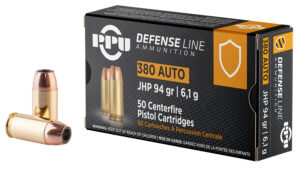 PPU PPD380A Defense  380ACP 94gr Jacketed Hollow Point 50 Per Box/20 Case