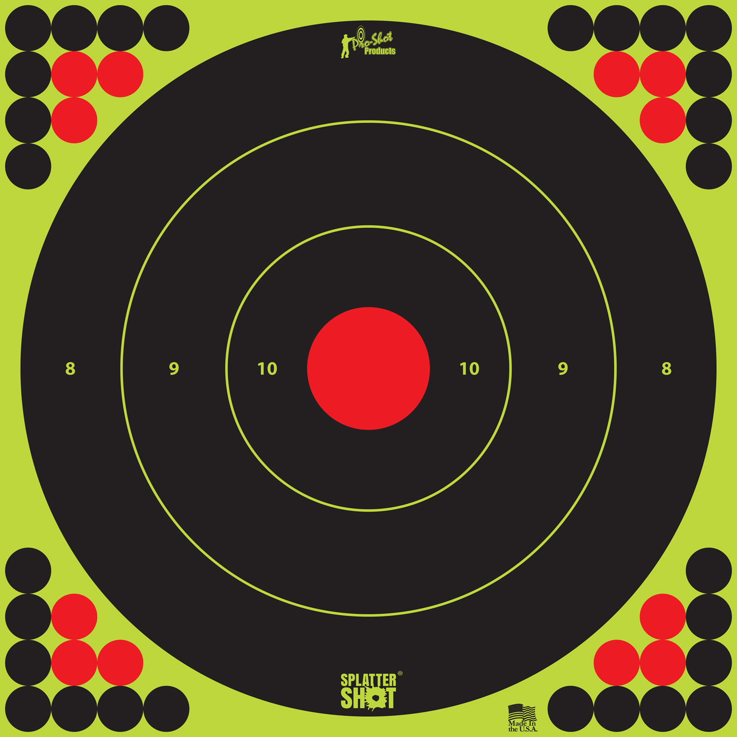 Pro-Shot LONGRANGE172 SplatterShot Self-Adhesive Paper Black/Green/Red 17.25" Bullseye 5 Pack