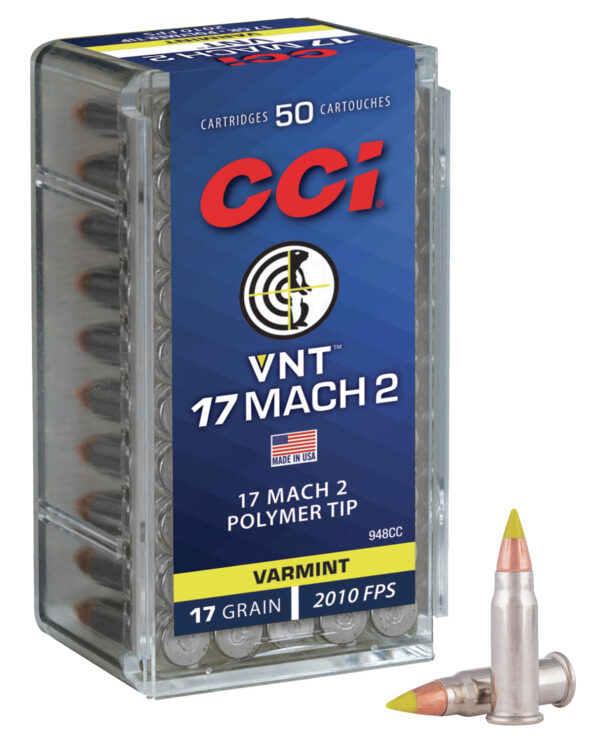 CCI 948CC VNT Rimfire 17Mach2 17gr Varmint Tipped 50 Per Box/100 Case