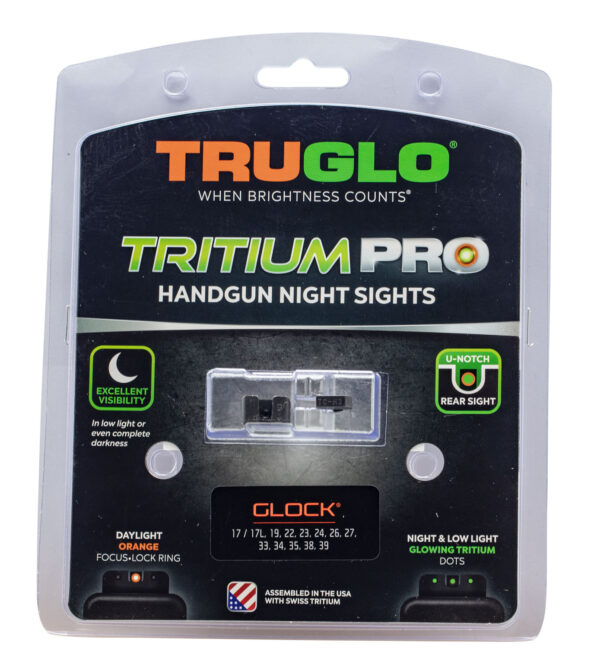 TruGlo TG231G1C Tritium Pro Black | Green Tritium Orange Outline Front Sight Green Tritium Rear Sight