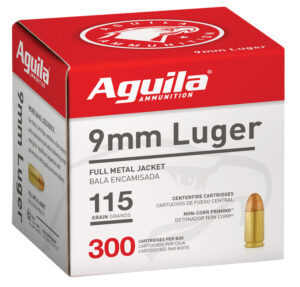 Aguila 1E097700   9mm Luger 115gr Full Metal Jacket 300 Per Box/4 Case