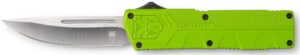 CobraTec Knives ZBGCTLWDNS Lightweight  3.25" OTF Drop Point Plain D2 Steel Blade/Zombie Green Aluminum Handle Includes Pocket Clip
