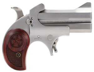 Bond Arms BACD Cowboy Defender 357 Mag/38 Sp 2rd 3" Barrel, Stainless Metal Finish, Blade Front/Fixed Rear Sights, Laminated Rosewood Grip, No Trigger Guard, Manual Safety