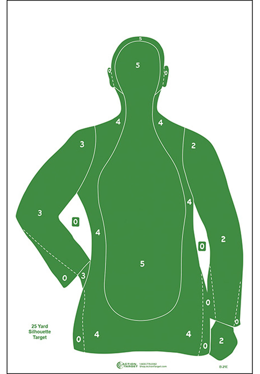 Action Target B21EGREEN100 Qualification Silhouette Paper Hanging 23" x 35" Green 100 Per Box