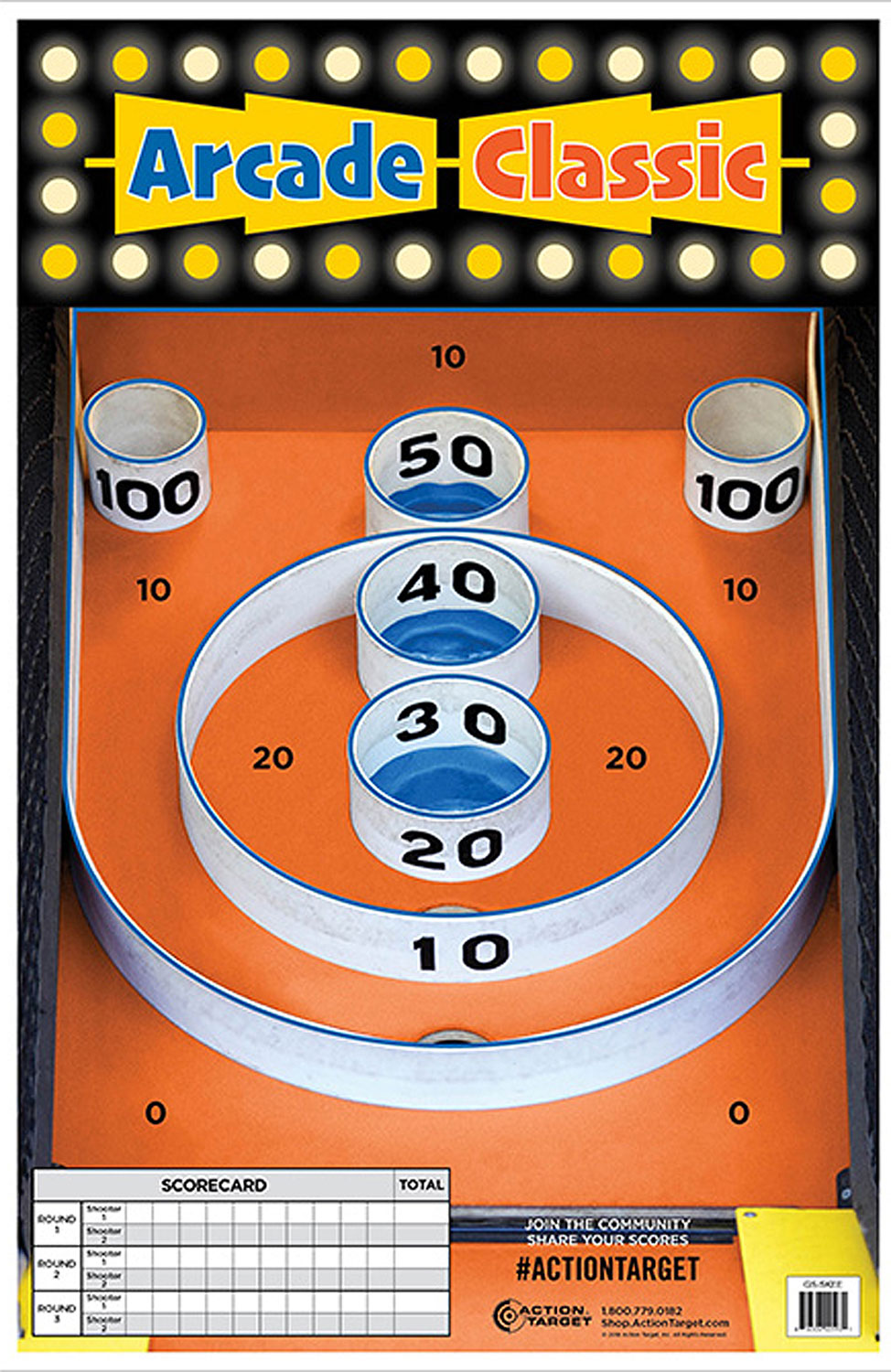 Action Target GSSKEE100 Entertainment Skee-Ball Paper Hanging 23" x 35" Multi-Color 100 Per Box