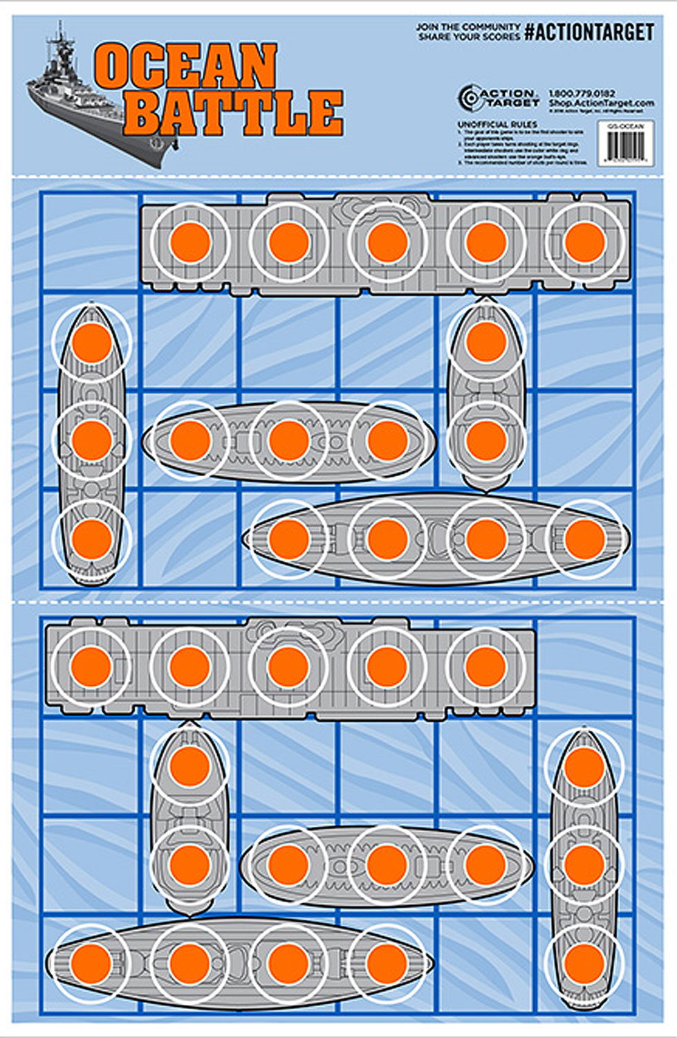 Action Target GSOCEAN100 Entertainment Ships Paper Hanging 23" x 35" Blue/Red 100 Per Box