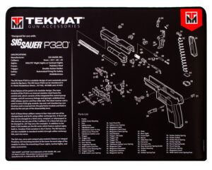 TekMat TEKR20SIGP320 Sig Sauer P320 Ultra 20 Cleaning Mat Black/White Rubber 15"x20" Sig P320 Parts Diagram