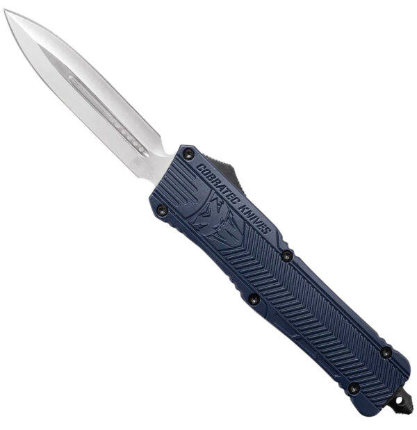 CobraTec Knives LNYCTK1DAGNS CTK-1 Large 3.75" OTF Dagger Plain D2 Steel Blade/NYPD Blue Aluminum Handle Features Glass Breaker Includes Pocket Clip