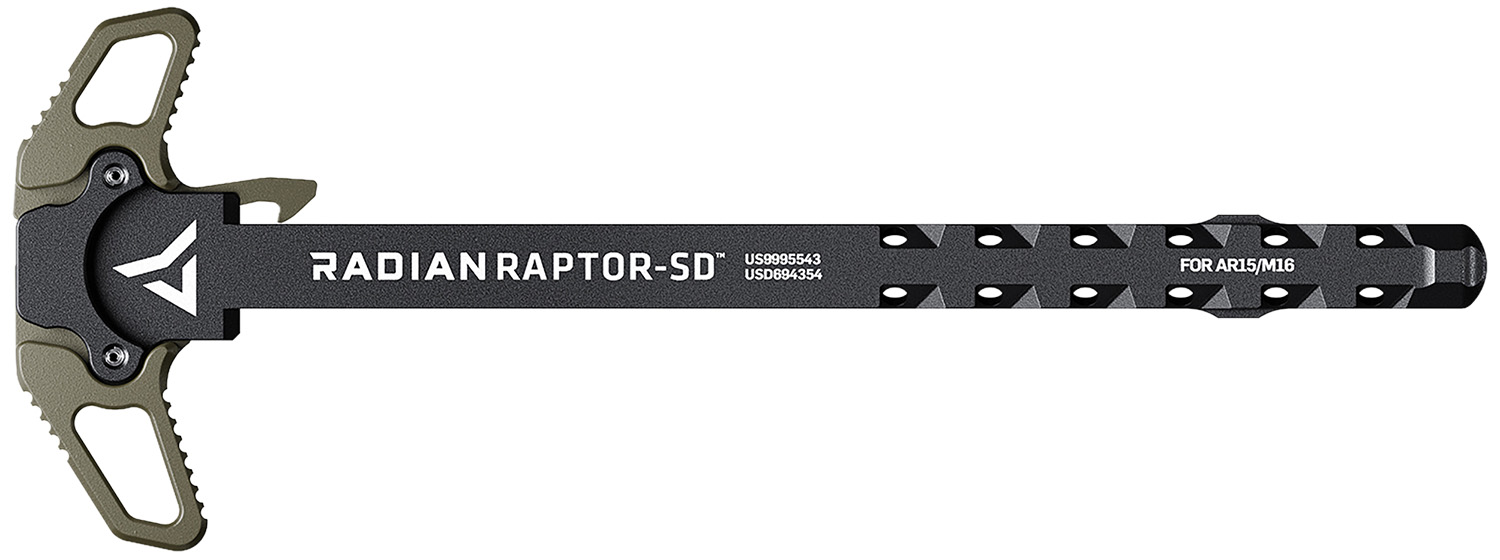 Radian Weapons R0376 Raptor SD Ambi Charging Handle, Radian OD, Gas Ported Shaft, Fits Mil-Spec AR-15/M16 Platform