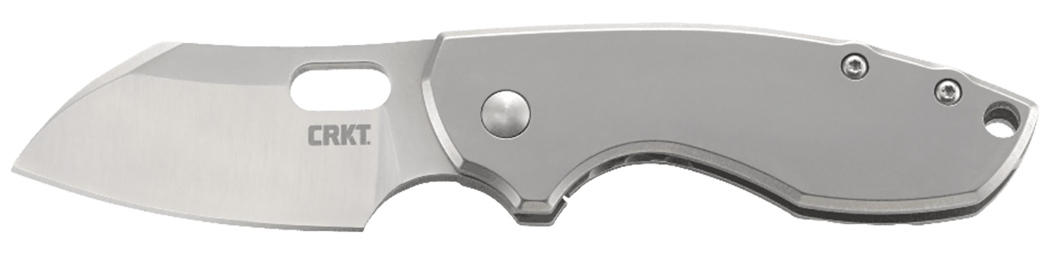 CRKT 5311 Pilar 2.40" Folding Plain Satin 8Cr13MoV SS Blade/Bead Blasted Stainless Steel Handle Includes Pocket Clip