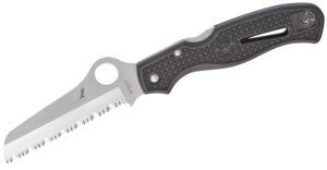 Spyderco C89SBK Atlantic Salt 3.69" Folding Sheepsfoot Serrated H1 Steel Blade Black Molded FRN Handle Includes Pocket Clip