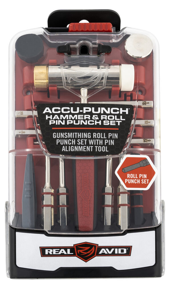 Real Avid AVHPS-RP Accu-Punch Hammer & Roll Pin Punch Set Black/Red Steel Rubber Handle