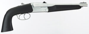 Taylors & Company 210248 Alaskan Howdah Pedersoli 45 Colt (Long Colt) SA 410 Gauge 2 Shot 10.25" Matte Chrome Octagon Barrel, Matte Chrome Steel Frame, Black Rubber Grip