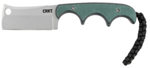 CRKT 2383 Minimalist  2.13" Fixed Cleaver Plain Bead Blasted 5Cr15MoV SS Blade/ Green Contoured Resin Infused Fiber Handle Includes Lanyard/Sheath