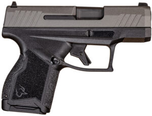 Taurus 1-GX4M93C GX4 Micro-Compact 9mm Luger Caliber with 3.06" Barrel, 11+1 Capacity, Black Finish Frame, Serrated Tungsten Gray Cerakote Steel Slide &  Interchangeable Backstrap Grip Includes 2 Mags