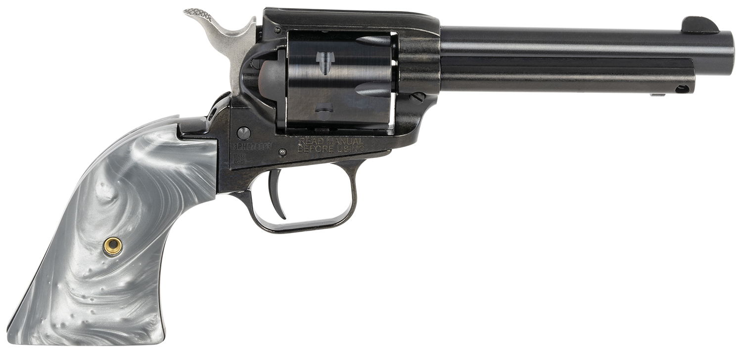 Heritage Mfg RR22B4GPRL Rough Rider 22 LR 6 Shot 4.75" Black Barrel & Cylinder Black Frame, Altamont Gray Pearl Grips