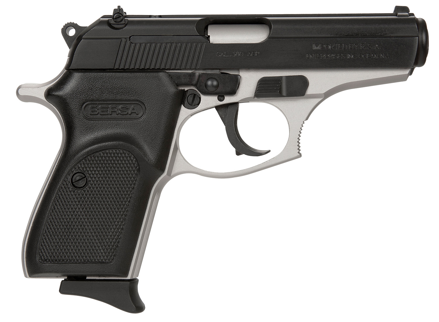 Bersa T380DT8 Thunder Micro-Compact Frame 380 ACP 8+1, 3.50" Steel Barrel, Matte Black Serrated Steel Slide, Satin Nickel Aluminum Frame