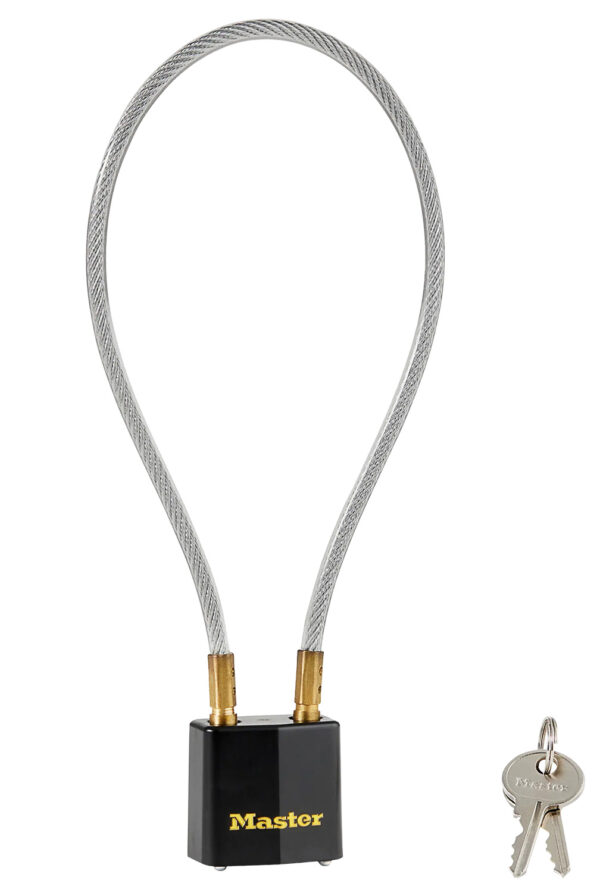 Master Lock 99DSPT Cable Lock  Open With Key Black & Gold Steel 14"