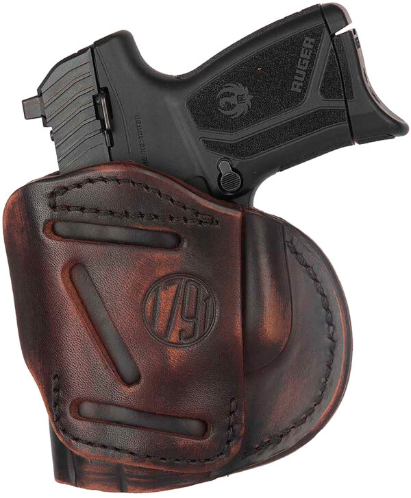1791 Gunleather 4WH4VTGR 4-Way  IWB/OWB 04 Vintage Leather Belt Clip Compatible w/Springfield XDS/Springfield XD/Glock 26/S&W M&P Shield Plus