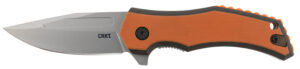 CRKT 2372 Fawkes 2.74" Folding Clip Point Plain Bead Blasted 4116 Stainless Steel Blade/ Black/Orange G10 Handle Includes Pocket Clip