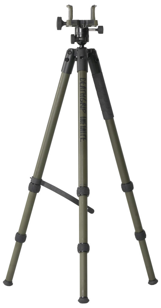 Bog-Pod 1159188 DeathGrip Infinite Tripod, Aluminum with Black/OD Green Finish, Ball Head Mount, Hybrid Foot & DeathGrip Clamping System 6.5"-59"