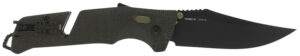 S.O.G SOG11120341 Trident AT 3.70" Folding Clip Point Plain Black TiNi Cryo D2 Steel Blade/Olive Drab w/FDE Accents GRN Handle Features Line Cutter/Glass Breaker