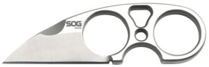 S.O.G SOG-JB01K-CP Snarl  2.30" Fixed Plain Sheepsfoot Satin 9Cr18MoV SS Blade/ Silver Stainless Steel Handle