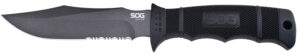 S.O.G SOGM37K Seal Pup 4.75" Fixed Clip Point Part Serrated Powder Coated AUS-8A SS Blade Black w/Raised Diamond Pattern GRN Handle Includes Sheath