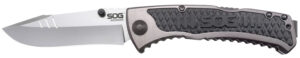 S.O.G SOG-SW1011-C Sideswipe  3.40" Folding Clip Point Plain Bead Blasted 7Cr15MoV SS Blade Gray Anodized Aluminum/G10 Handle Includes Belt Clip