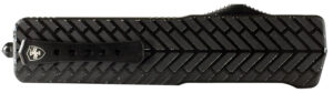 Templar Knife SAHBG32 Premium LW  Small 3" OTF Drop Point Plain Black Oxide Stonewashed D2 Steel Blade, 4.50" Black Herringbone Aluminum Handle
