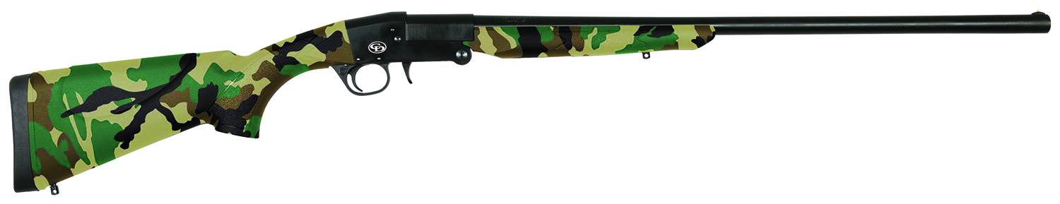 Charles Daly 930335 101 Full Size 20 Gauge Break Open 3" 1rd 26" Blued Steel Barrel & Receiver, Fixed Woodland Camo Synthetic Stock
