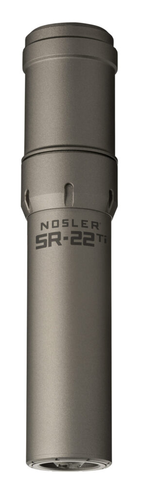 Nosler 90628 SR-22TI  22 Cal 1.74"D Gray Finish Made of Titanium with 1/2" 28 tpi Thread Pattern