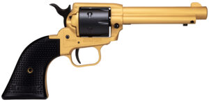 Heritage Mfg RR22S4 Rough Rider  22 LR 6 Shot 4.75" Gold Cerakote Steel Barrel & Frame, Black Satin Cylinder, Black Polymer Grips Features Black Accents