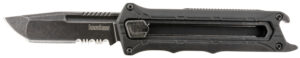Kershaw 1195 Interstellar  2.70" OTF Tanto Part Serrated Black Oxide Blackwash 8Cr13MoV SS Blade, Black Textured w/Bottle Opener Glass-Filled Nylon Handle, Includes Pocket Clip