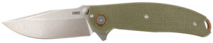 CRKT 2471 Butte 3.36" Folding Plain Stonewashed D2 Steel Blade/OD Green G10 Handle Includes Pocket Clip