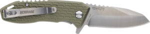 Schrade 1159317 Tenacity  Folding Modified Drop Point Part Serrated Satin AUS-10A SS Blade, Green Aluminum Handle