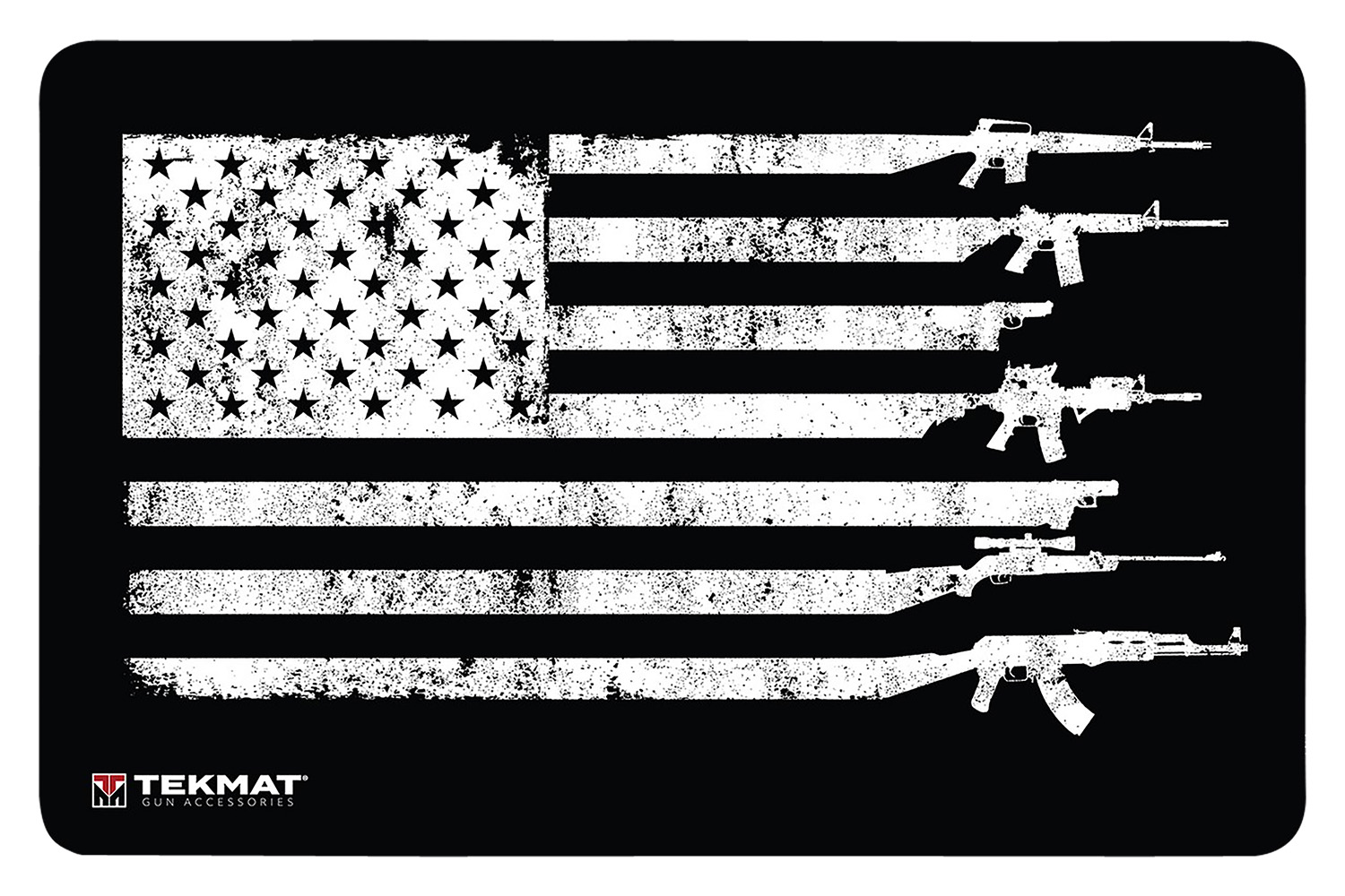 TekMat TEK42GFUSA USA Gun Flag Door Mat Black/White Rubber 25"x42"