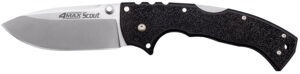 Cold Steel CS62RQZ 4-Max Scout 4" Folding Drop Point Plain Stonewashed/6" Black Griv-Ex Handle Includes Belt Clip