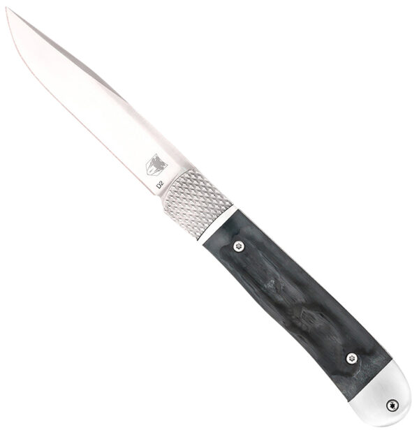 CobraTec Knives CTTHRBLK Trapper Hidden Release 3.12" OTS Drop Point Plain Satin D2 Steel Blade, 4.25" Black Bone Scales Handle