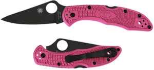 Spyderco C11FPPNS30VBK Delica 4 Lightweight 2.90" Folding Plain Black TiCN CPM S30V SS Blade/Pink Textured w/Black Accents FRN Handle Includes Pocket Clip