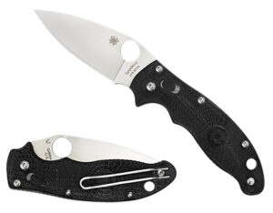 Spyderco C101PBK2 Manix 2 Lightweight 3.37" Folding Plain Satin CTS BD1 SS Blade/Black Bi-Directional Texturing FRCP Handle Includes Pocket Clip