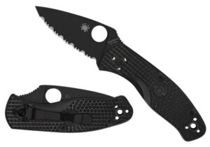 Spyderco C136PBBK Persistence Lightweight 2.75" Folding Plain Black Oxide 8Cr13MoV SS Blade/Black Bi-Directional Texturing FRN Handle Includes Pocket Clip