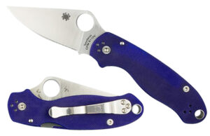 Spyderco C223GPDBL Para 3  2.95" Folding Plain Satin CPM S110V Blade/Dark Blue Textured G10 Handle Includes Pocket Clip