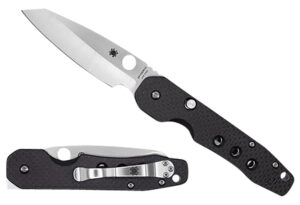 Spyderco C240CFP Smock 3.39" Folding Plain Stonewashed CPM S30V SS Blade/Black Textured Carbon Fiber/G10 Handle