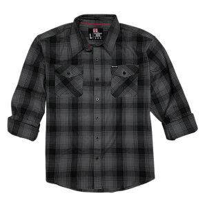 Hornady Gear 32226 Flannel Shirt  3XL Gray/Black,  Cotton/Polyester, Relaxed Fit Button Up