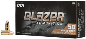 CCI 5296 Blazer Brass Full Metal Jacket 9mmLuger 100gr Full Metal Jacket 50 Per Box/20 Case